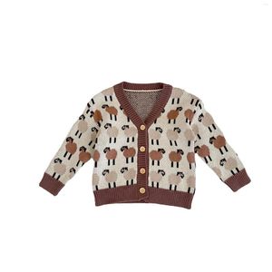 Jackets Spring Autumn Infants Toddler Sweater Cardigan 0-3 Years Old Boy Girl Baby Clothes Lamb Jacquard V-neck Knitted Jacket Kids Coat