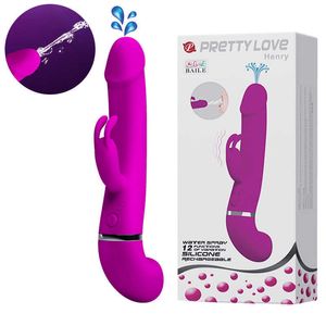 Articoli di bellezza Pretty Love Water Spray Dildo vibrante Giocattoli sexy per le donne Masturbatore della vagina Vibratore del coniglio Massaggiatore del clitoride Stimolazione del punto G