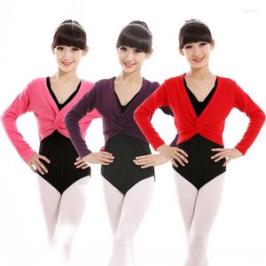 Stage Wear Kids Gymnastics Leotard For Girls Long Sleeve Jacket Wrap Sweater Top Coat Ballet Leotards High Waist Dance Clothes Children Kid