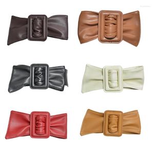 Belts Retro Style PU Leather Belt Stretchy Wide Waist Seal With Square Buckle
