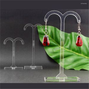 Smyckespåsar 10Set Tender Leaf Clear Acrylic Earring Hanging Holder T Stud Display Stand Organizer Fall som visar hyllrack