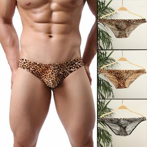 Unterhosen Männer Sexys Leopard Dreiecke Slips Niedrige Taille G-String Polyester Atmungsaktiv Hohe Elastizität Wicking XIN-