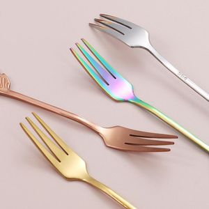 Set di stoviglie 2 pezzi Oro Creativo Acciaio inossidabile 304 Piuma Cucchiaio Forchetta Caffè Regali di Natale Accessori per la cucina Decorazione per la tavola