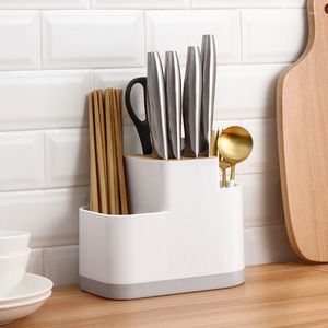 Armazenamento de cozinha de armazenamento multifuncional bloqueio de utensílios de faca PP Blachour Box Spoon Forker Organizer Rack