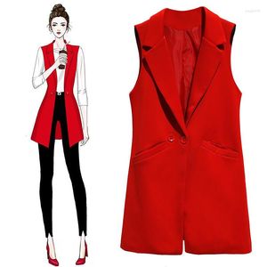 Damenwesten Frauen 2023 Frühling Herbst Weste Ärmellose Jacke Mantel Weibliche Blazer Formale Arbeit Dame Büro Vintage Dünne Anzug Weste H01