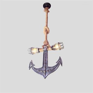 Lâmpadas pendentes American Retro Retro Chandelier Coffee Restaurant Bar Corda Anchor Decoração Double Head Light Home Decor Lamp