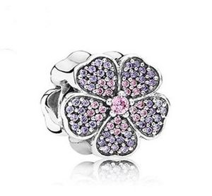 Charms Bedels 925 Sterling Silver Bad Purple Cherry Blossom Murano Pingents Contas Flower European Jewelry for Bracelets7293731