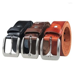 Belts Men's Vintage Handmade Leather Belt Cowhide Fashion Versatile Jeans For Men Needle Buckle Soft Male Grand Brand