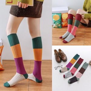 Sportsocken Sportsocken Radfahren Tennis Damen Mädchen Mode Streifendruck Baumwolle Patchwork Lange Röhre Wadenstrümpfe Mountainbike #251