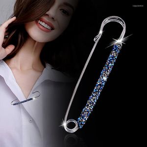 Brooches LEEKER Simply Gary Blue Crystal Pin Women Brooch Jewelry Grade Zircon For Retro Paper Clip Accessories Gifts ZD1 LB2