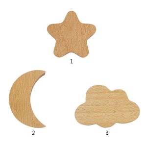 Haken Schienen Nordic Holz Haken Dekoration Stern Mond Lagerregal Holz Wand Kleiderbügel Mantel Organizer M13