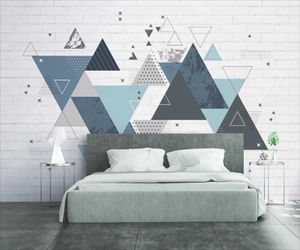 Wallpapers Europese en Amerikaanse 3D stereo blauwe geometrische grafische grafische achtergrond muur abstract ronde muurschildering aangepaste stickers papel de parede