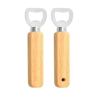 Openers Wood Handle Beer Bottle Opener Stainless Steel Real Kitchen Tool Wooden Bottles Opener