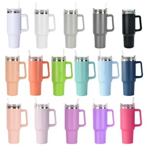 40oz Reusable Tumblers with Handle and Straw Stainless Steel Insulated Travel Car Mugs Insulated Tumbler Keep Drinks Cold Water Cups