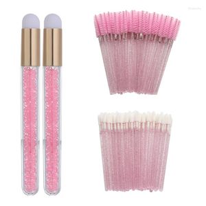 Pennelli trucco 102 pezzi Pink Glitter Lash Shampoo Mascara usa e getta Bacchetta per la pulizia delle ciglia Strumenti per le labbra