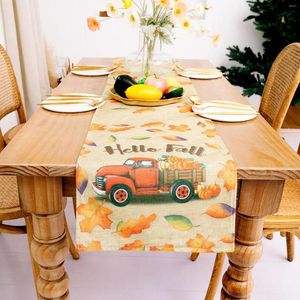 Tovaglia acquerello Foglie d'arancio Runner Decorazioni floreali per le vacanze del Ringraziamento per la decorazione rustica della casa colonica autunnale