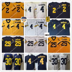 American College Football Wear 25 Hassan Haskins Jersey 30 Daxton Hill Blake Corum Jerseys Jim Harbaugh 2022 NCAA Michigan Wolverines genähtes College Football Jer