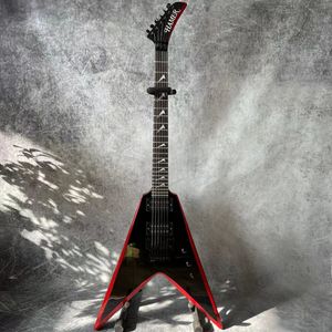 Guitarra elétrica de Grand Hammer personalizada com tiras pretas e vermelhas cor com preço especial duro