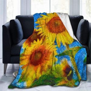 Blankets Sunflowers Painting Cubre Camara Green Throw Blanket 3D Print On Demand Sherpa Super Comfortable For Sofa Nordic