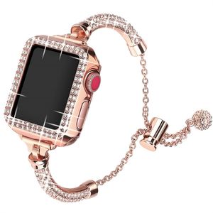 Cinturino con diamanti bling di lusso per cinturino Apple Watch Ultra 49mm 41mm 45mm 40mm 44mm 38mm 42mm Bracciale donna in acciaio inossidabile iWatch Serie 8 7 6 5 4 3 SE