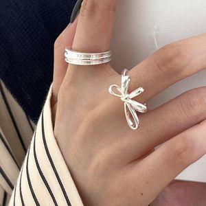 Cluster Rings Exquisite Real 925 Sterling Silver Bowknot Ring Women Accessories Cute Engagement For Woman Gift Fine Jewelry 2023