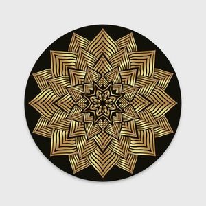 Carpets Home Accessories For Bedroom Ethnic Style Printed Round Carpet Golden Geometric Pattern Living Room Decor Rugs Area Rug