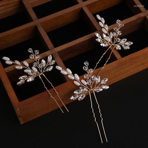 Kopfbedeckungen goldene Perle Haarstifte Accessoires Kristall Strass Schmuck für Frauen Hochzeit Brautclip Kopfband Stirnband