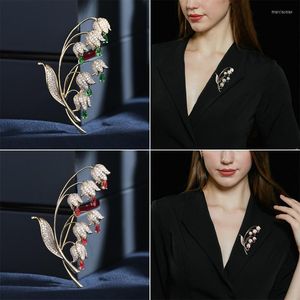 Brooches SUYU Luxury Copper Micro Inlaid Cubic Zirconia Bell Lily Of The Valley Brooch Women's Wedding Jewelry Gifts Clothing