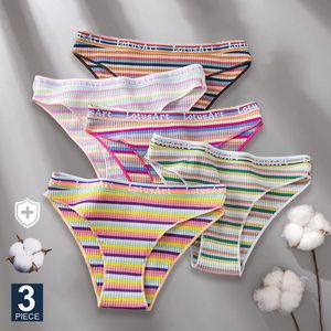 Women's Panties Women's Panties 3pcs/set Women Cotton Seamless for Female M-xl Underwear Panty Sexy Colorful Striped Lingerie Letter Waist Briefwomen's