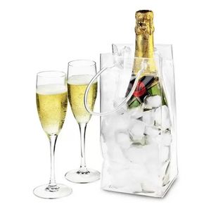 Portable Ice Wine Bag Collapsible Clear Cooler Packing PVC Leakproof Pouch Bags With Carry Handle For Champagne Cold Beer Wines Chilled Beverages Iced Drinks EE