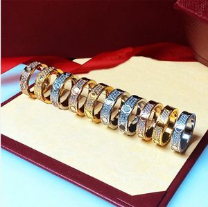 Love Screw Ring Luxo Designer Jóias Para Mulheres Diamantes Pavimentados Anéis de Ouro Liga de Aço Titânio Banhado a Ouro Acessórios de Moda Nunca desbota Não é alérgico