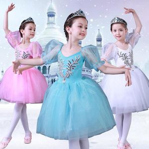 Vestido de palco 2023 Vestido profissional de balé para meninas crianças crianças brancas tutu bailarina fantasias