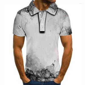 Men's Polos 2023 Man Polo Shirt Mens Landscape Smog 3d Printed Casual T For Men Short Sleeve Tops Tees