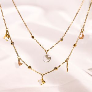 Fading Gold Plated Brand Designer Pendants Necklaces Crystal Stainless Steel Letter Choker Pendant Necklace Chain Jewelry Accessories Gifts