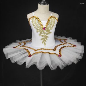 Stage Wear White Ballet Tutu Skirt Dress Costume da lago dei cigni per bambini Abbigliamento per danza del ventre per bambini professionale