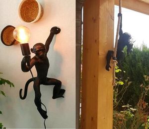 Kolye lambaları Modern Siyah Maymun Lambası Reçine Halat Beyaz oturma odası ışıkları hayvan asılı E277356936