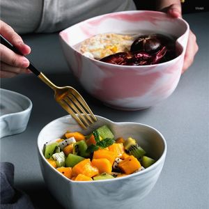 Миски северная мраморная керамика Большая рисовая чаша закуски для закуски Десерт Sushi Plate Современный домашний фруктовый салат рамэн кухонный посуда посуда