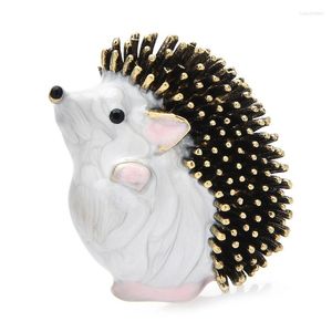 Brooches Wuli&baby Enamel Lovely Big Hedgehog For Women 3-color Walking Pets Animal Party Casaul Brooch Pin Gifts