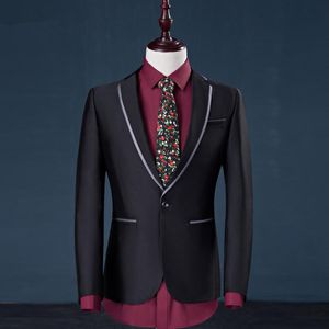Men's Suits Design Business Fashion Brand Men Weave Print Tuxedo Slim Fit Smoking Wedding Prom Suit Stage Wear 801 & Blazers