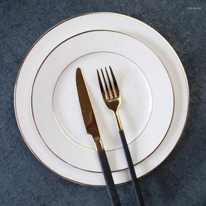 Płytki biały ceramiczny zestaw Złoty udar dekoracyjny porcelanowy deser talerz talerz główny danie główne serwowanie tac