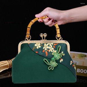 Duffel Bags Vintage Kanarya Zarif Cheongsam Bag Ladies Bambu Festival El yapımı altın