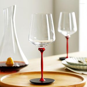 Wine Glasses JINYOUJIA Waltz Spin Crystal Red Glass Bordeaux Diamond Goblet Burgundy High-Grade Rod Black Bottom Dance