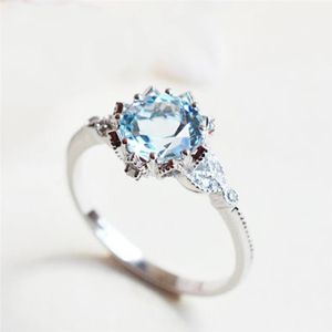 Обручальные кольца Romad Vintage Flower in Blue Crystal Bridal Finger для помолвки 9 Женский модный обещание R4