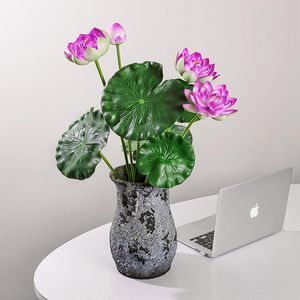 Decorative Flowers Bunch Artificial Flower Bouquet Home Decoration Silk Lotus Water Lilys Bonsai Wedding Party Garden Table Decor & Wreaths