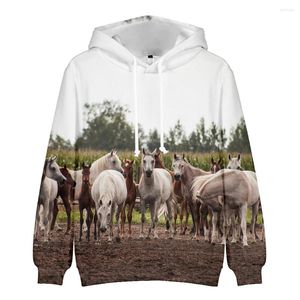 Men's Hoodies A Running Horse Animal 3D Printed Hooded Sweatshirt Casual Harajuku Streetwear Couples Clothes Winter High Quality