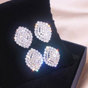 Stud Earrings Fashion Shiny Crystal For Women Luxury Romantic Bridal Big Wedding Party Jewelry Gifts