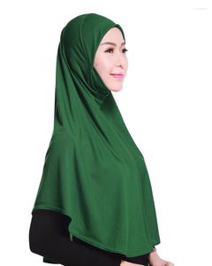 Ethnic Clothing H124 Plain Large Size Muslim Hijab With Chin Part Top Quality Amira Pull On Islamic Scarf Sell Headscarf Ramadan Pray Hats