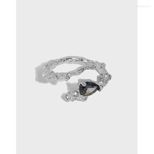 Rings de cluster puro 925 Sterling Silver Feminino com água Drop Cubic Zirconia Ring Engagement Jóias finas Acessórios elegantes