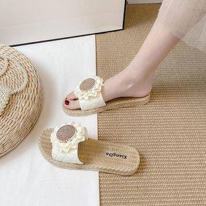 Shoes Low Flat Slippers Woman 876 Flower 2024 Slides Shale Female Beach Pantofle Designer Summer Sabot Basic PU Floral 965 727 5