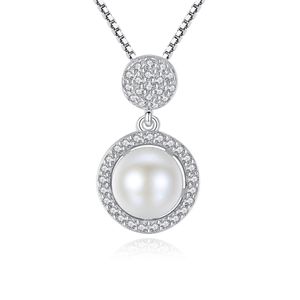 Pearl Pendant Necklace S925 Silver Micro Set Zircon Round Box Chain Necklace European Fashion Women Collar Chain Jewelry Women Wedding Party Valentine's Day Gift SPC